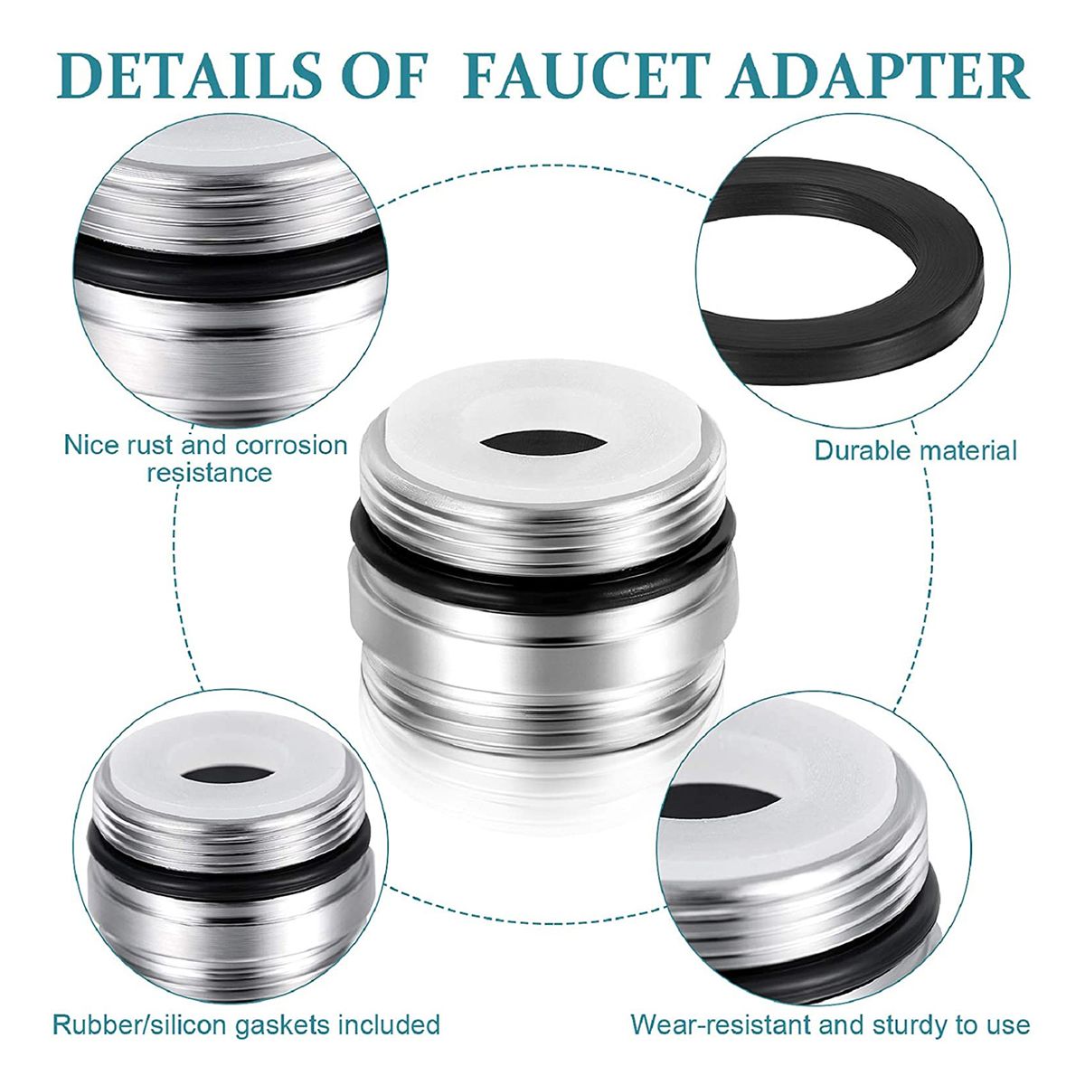 7Pcs Multiple Size Tap Hose Adapters Solid Brass Fit