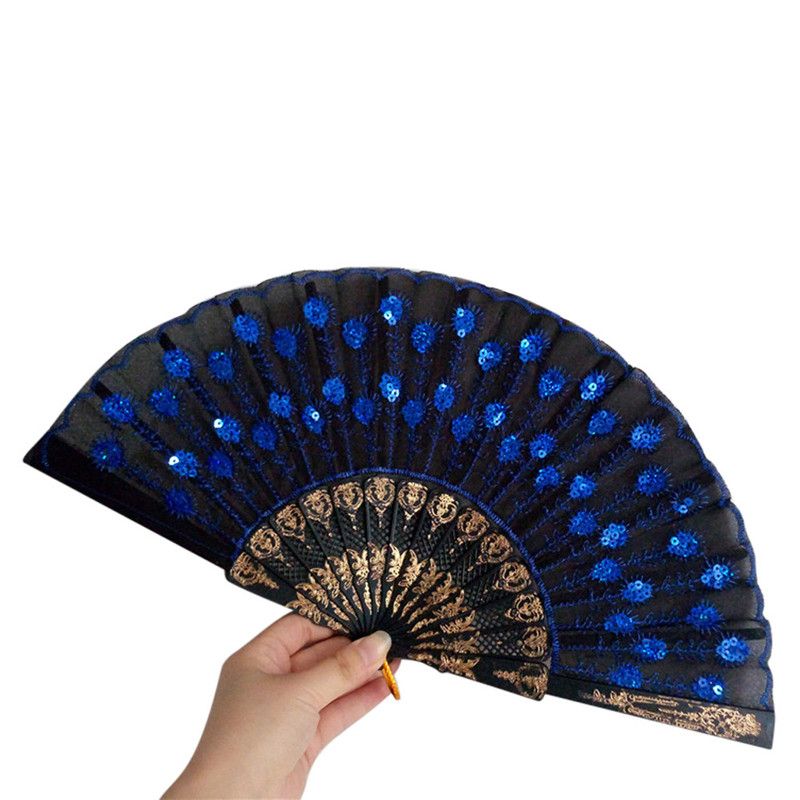 Kinds Flower Wedding Lace Hand 25 Spanish Silk Dance Embroidery 12 Fan For Fan Held Pattern Party Folding Sequins Folding Decor