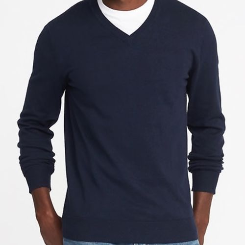 Plain V Neck Sweatshirt For Men And Women - Navy Blue