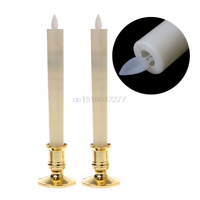 2Pc Electric Flickering Flameless Led Candle Lights With