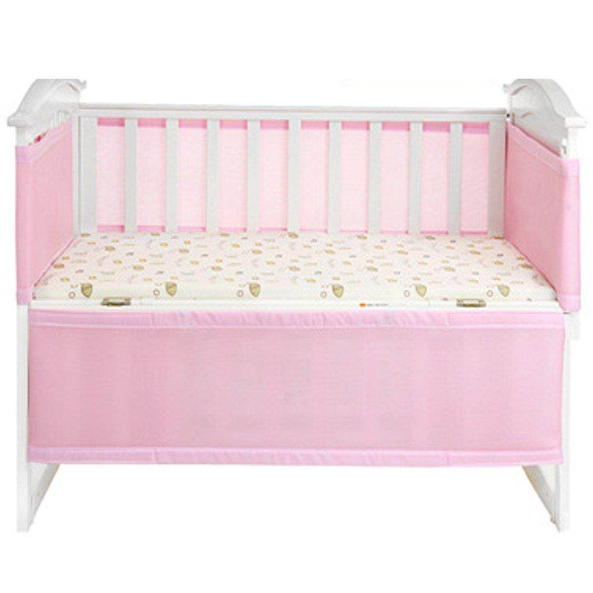 130x70cm Pink Breathable Infant Baby Bed Mesh Bumper Crib Liner Protection Pad