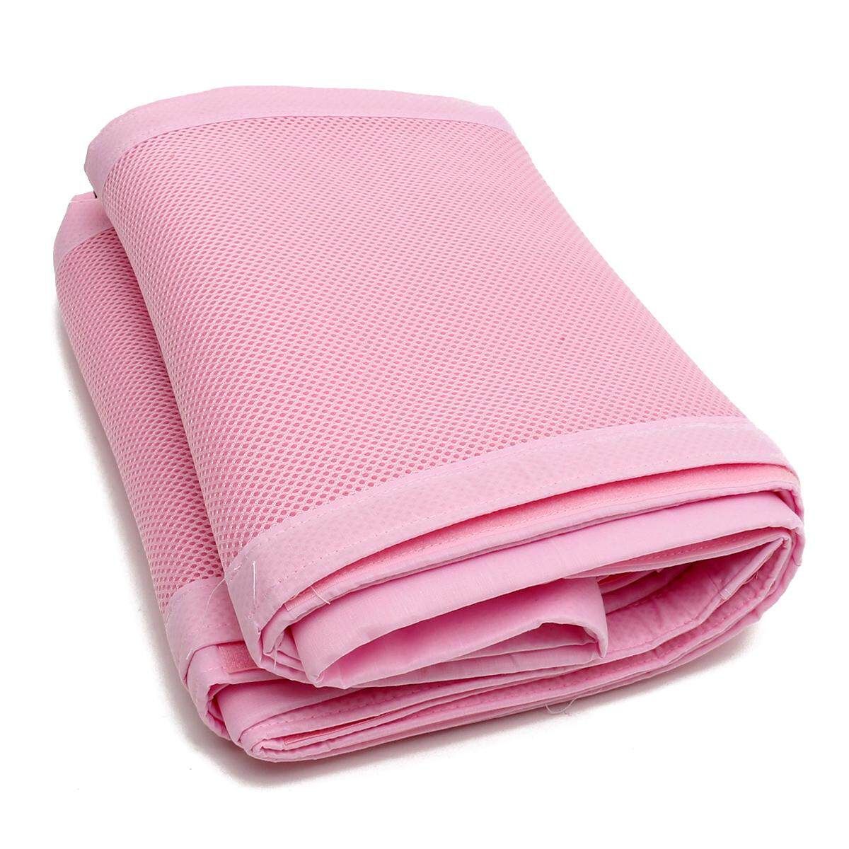130x70cm Pink Breathable Infant Baby Bed Mesh Bumper Crib Liner Protection Pad