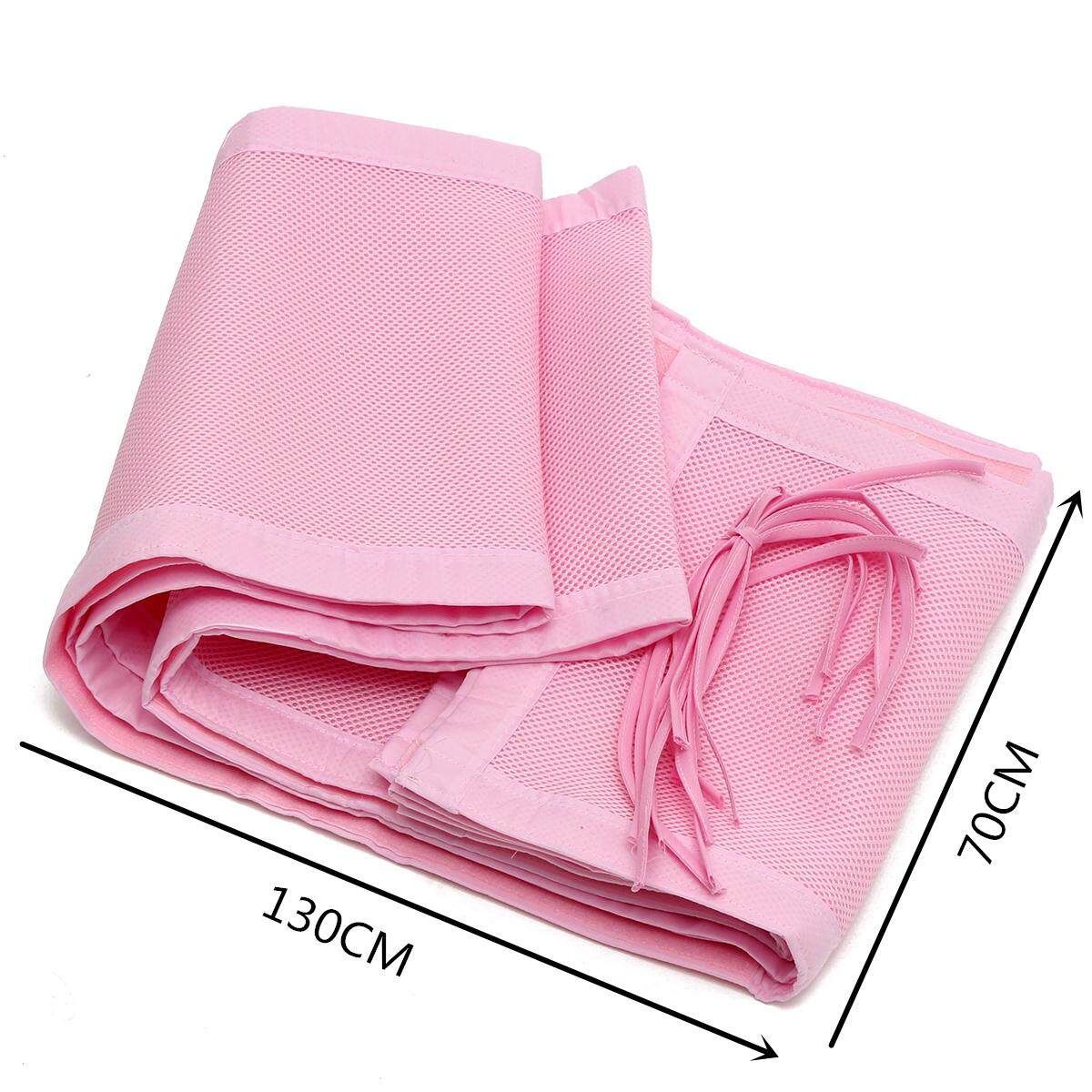 130x70cm Pink Breathable Infant Baby Bed Mesh Bumper Crib Liner Protection Pad