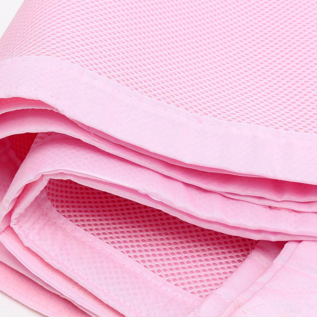 130x70cm Pink Breathable Infant Baby Bed Mesh Bumper Crib Liner Protection Pad