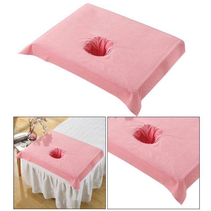 Cotton SPA Half Table Cover Beauty Salon Bed Face Hole Towel Pink