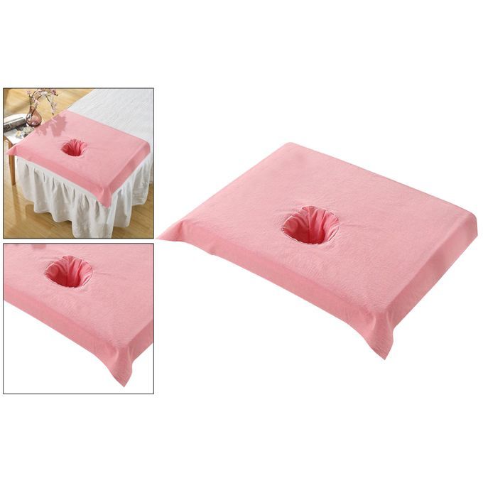 Cotton SPA Half Table Cover Beauty Salon Bed Face Hole Towel Pink