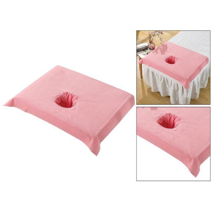 Cotton SPA Half Table Cover Beauty Salon Bed Face Hole Towel Pink
