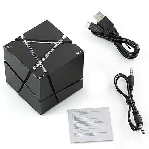 Portable Bluetooth Speaker Led Light Cube Speakers With Fm Radio 30 Build-in Microphone (Black) HT-S