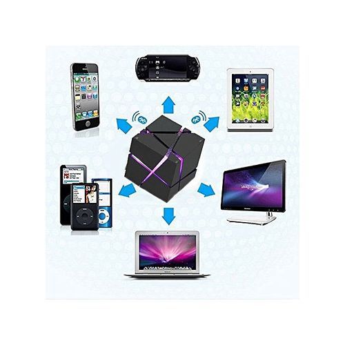 Portable Bluetooth Speaker Led Light Cube Speakers With Fm Radio 30 Build-in Microphone (Black) HT-S