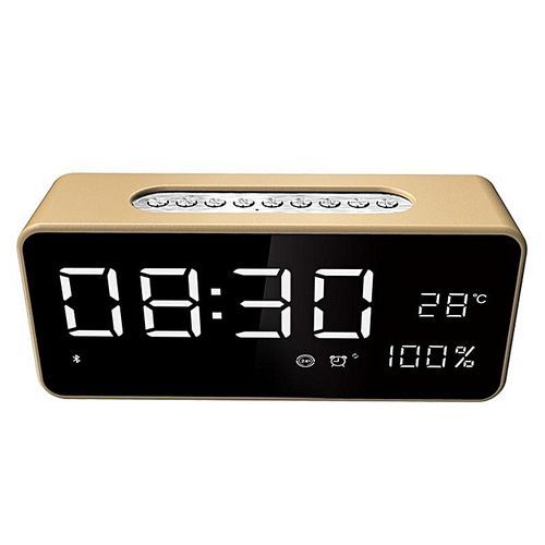 SARDINE S1 Dual Unit Wireless Bluetooth Speaker LED Display Clock Leather TF Card FM Radio Subwoofer Khaki HT-S