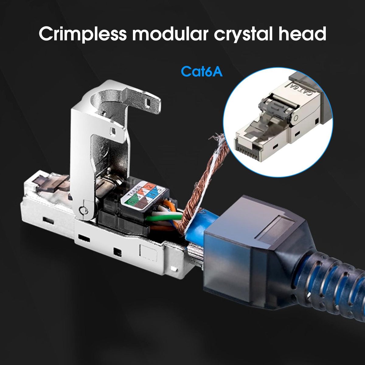 1 Set Network Crystal Connector Cat 6A78 Gigabit Network Shielded Crystal Connector A