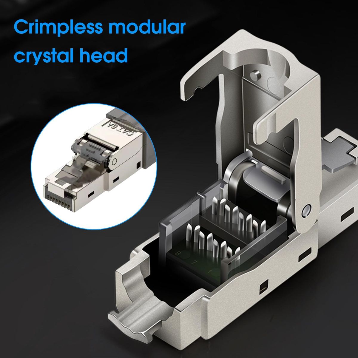 1 Set Network Crystal Connector Cat 6A78 Gigabit Network Shielded Crystal Connector A