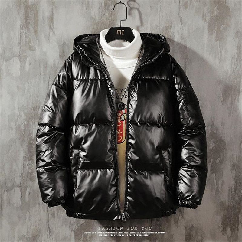 Winter Men Down Jacket Stand-up Collar Thickened Warmth Bright Surface Down