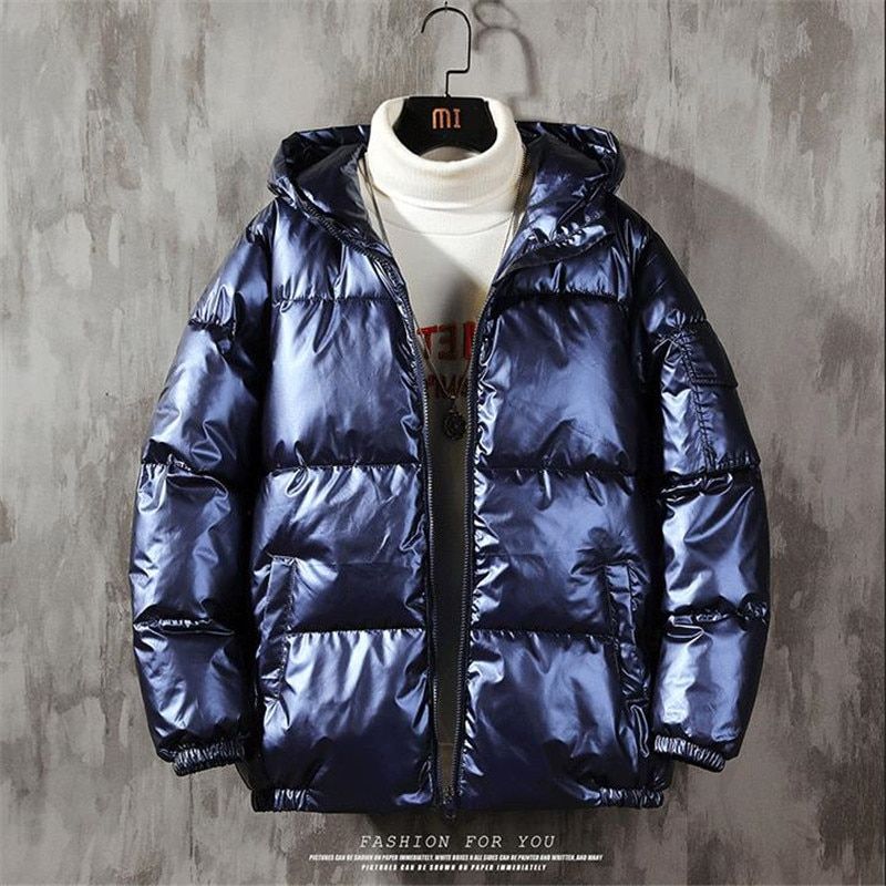 Winter Men Down Jacket Stand-up Collar Thickened Warmth Bright Surface Down