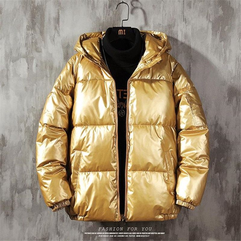 Winter Men Down Jacket Stand-up Collar Thickened Warmth Bright Surface Down