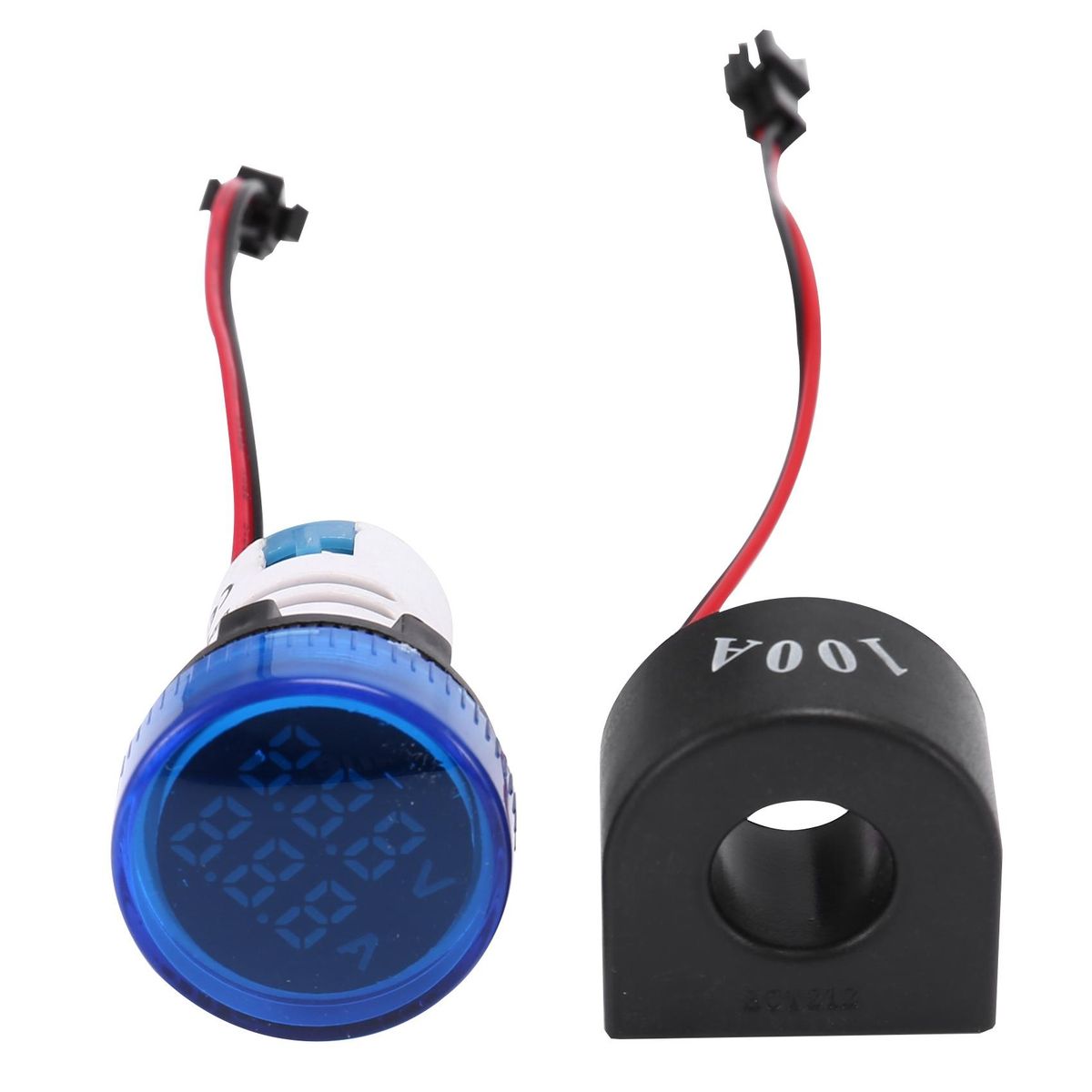 Mini Digital Voltmeter Ammeter 22mm Round AC 50-500V 0-100A