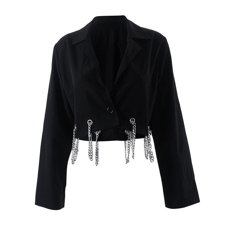 Casual Polo Long Sleeve Button Chain Shirt Top