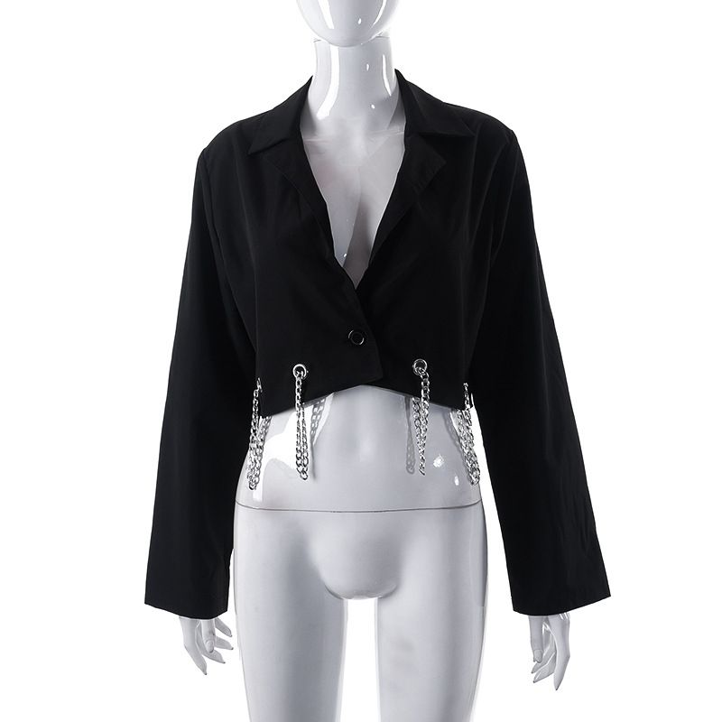 Casual Polo Long Sleeve Button Chain Shirt Top