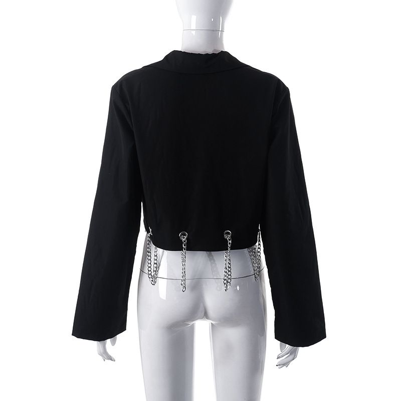 Casual Polo Long Sleeve Button Chain Shirt Top