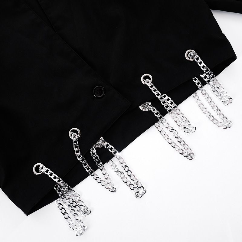 Casual Polo Long Sleeve Button Chain Shirt Top