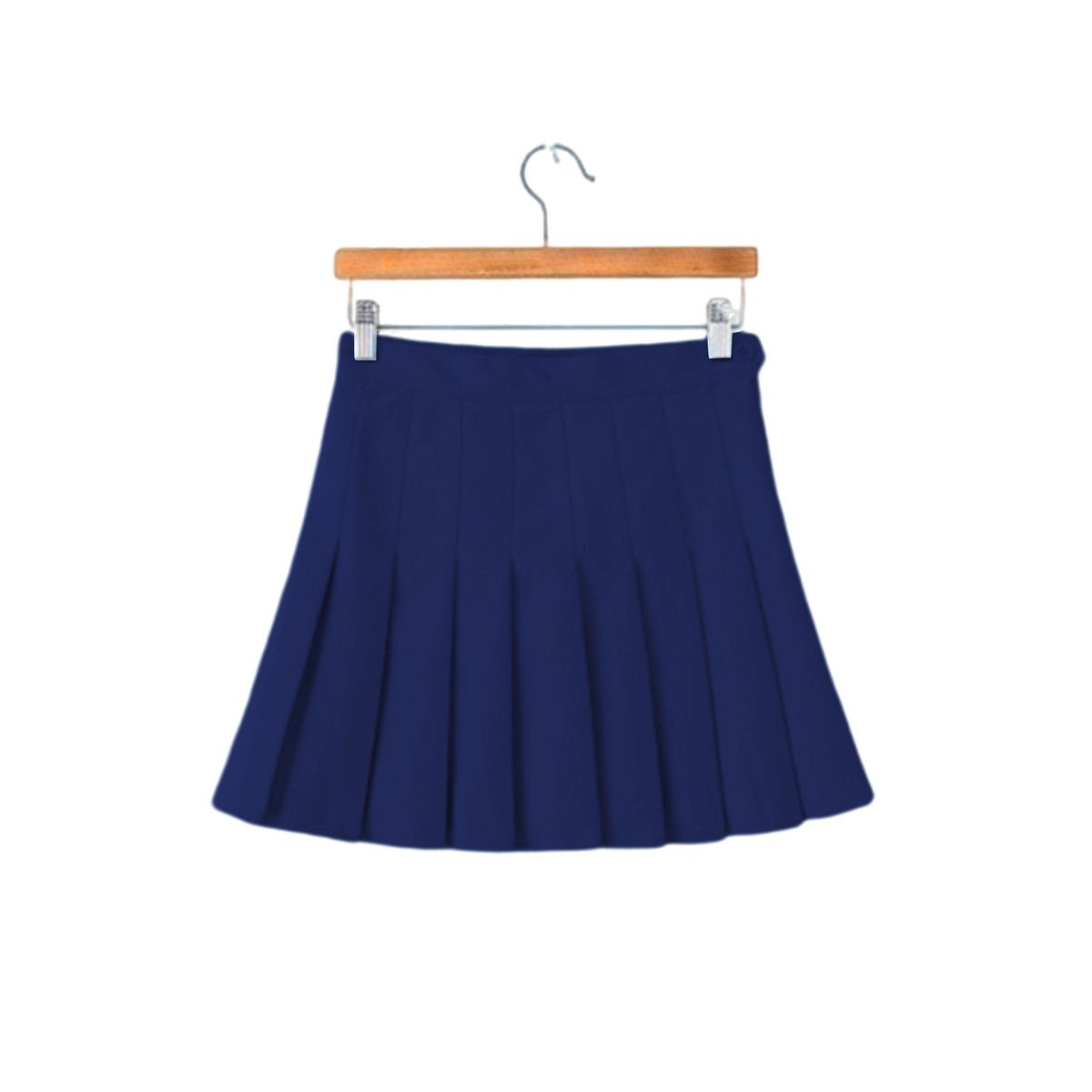 Plain Pleated Skirt Tennis Uniform High Waisted With Navy Blue XS