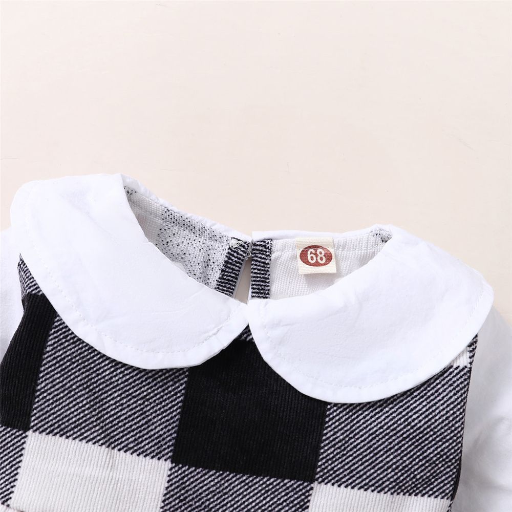 0-2 Years Infant Baby Girl Dress/Ruffle Peter Pan Collar Plaid Dress