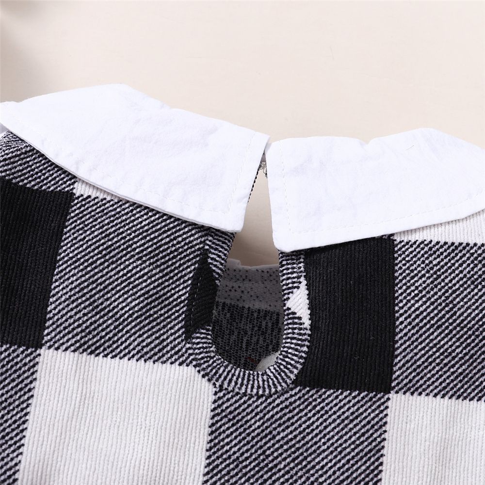 0-2 Years Infant Baby Girl Dress/Ruffle Peter Pan Collar Plaid Dress