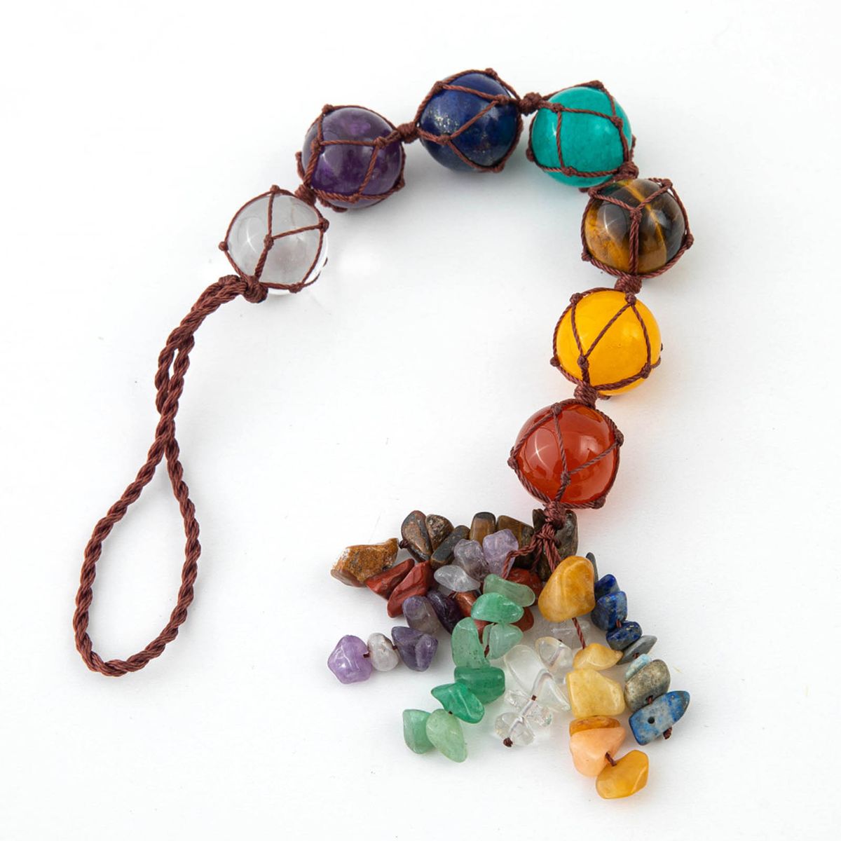 7 Chakra Pendant Round Balls Gemstone Tassel Spiritual