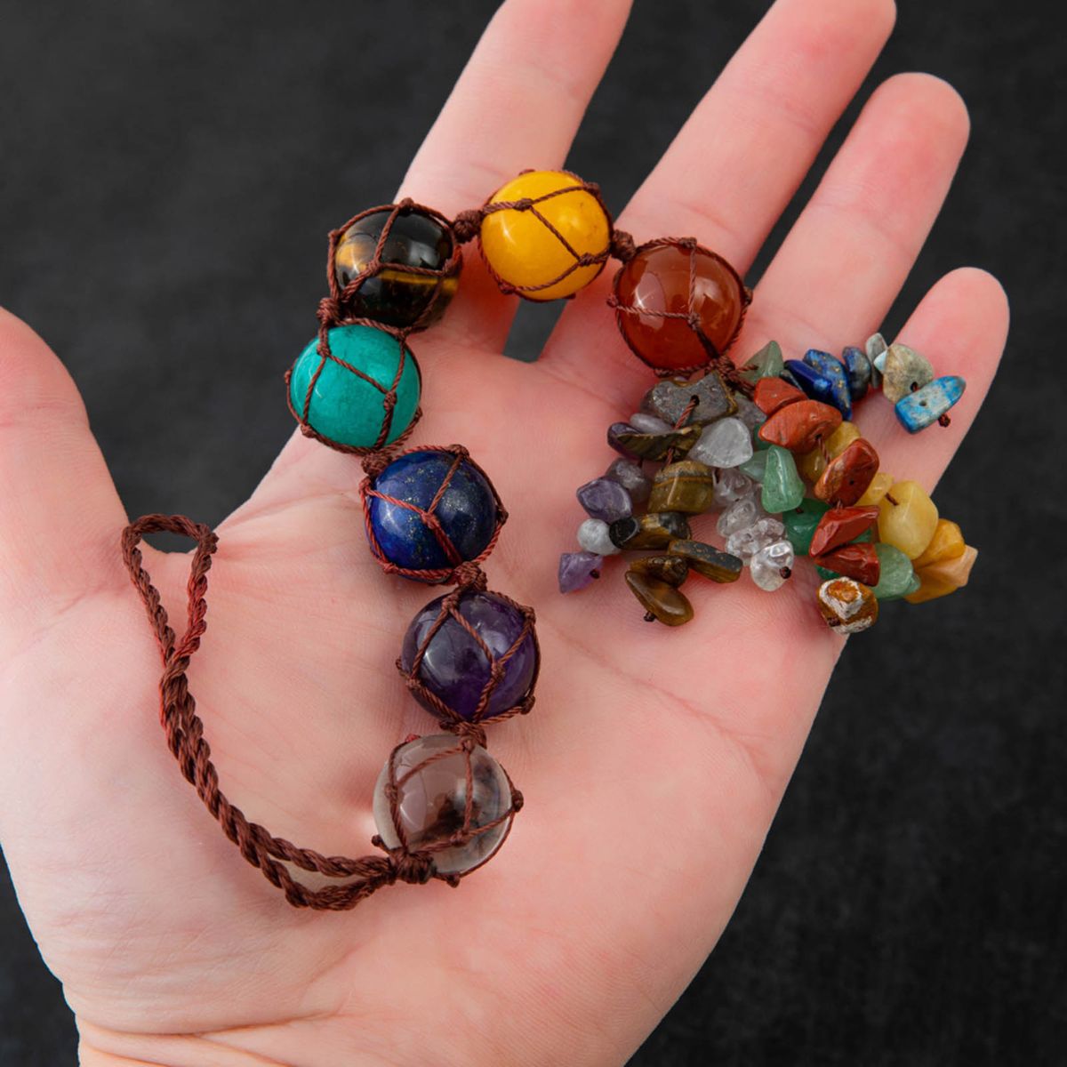 7 Chakra Pendant Round Balls Gemstone Tassel Spiritual