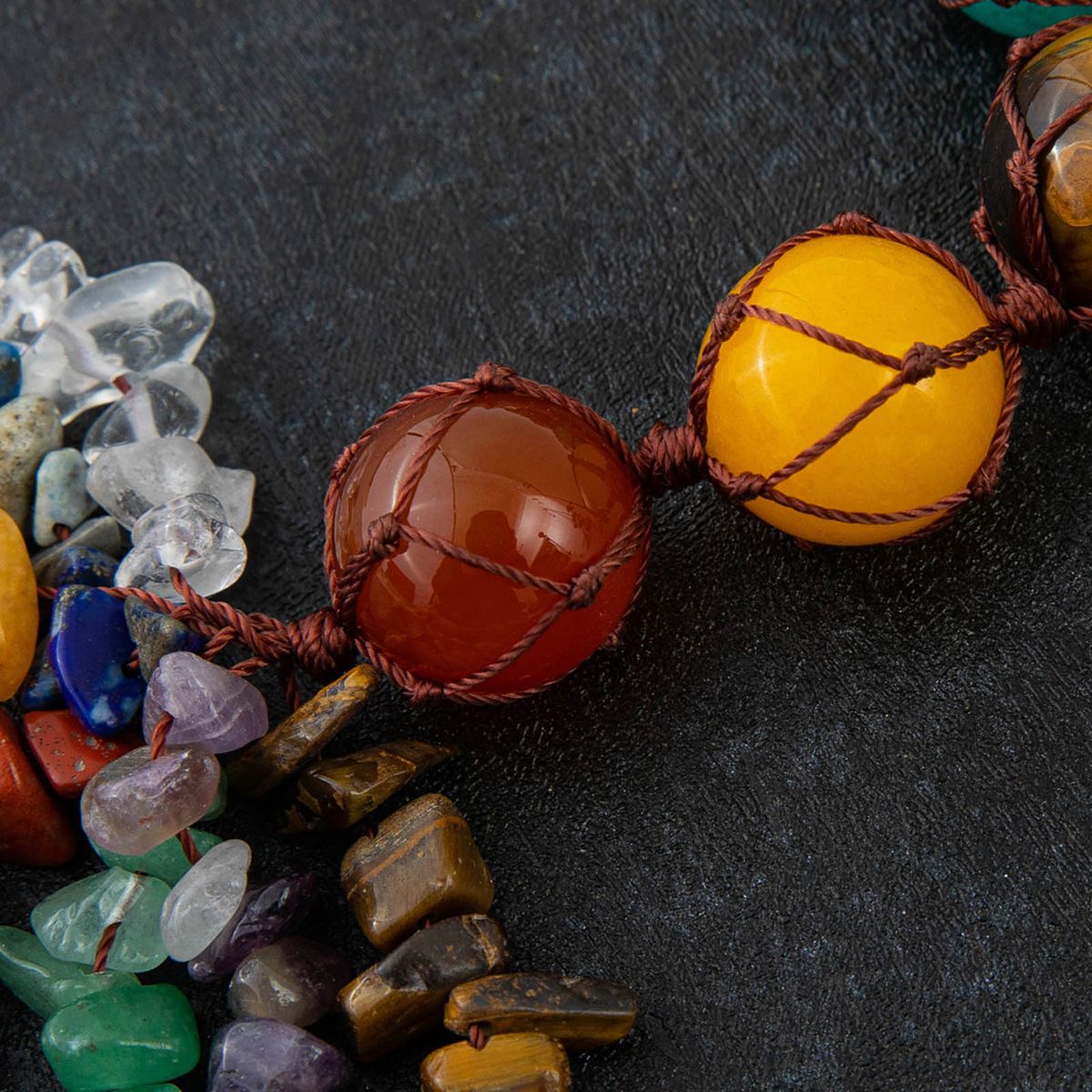 7 Chakra Pendant Round Balls Gemstone Tassel Spiritual