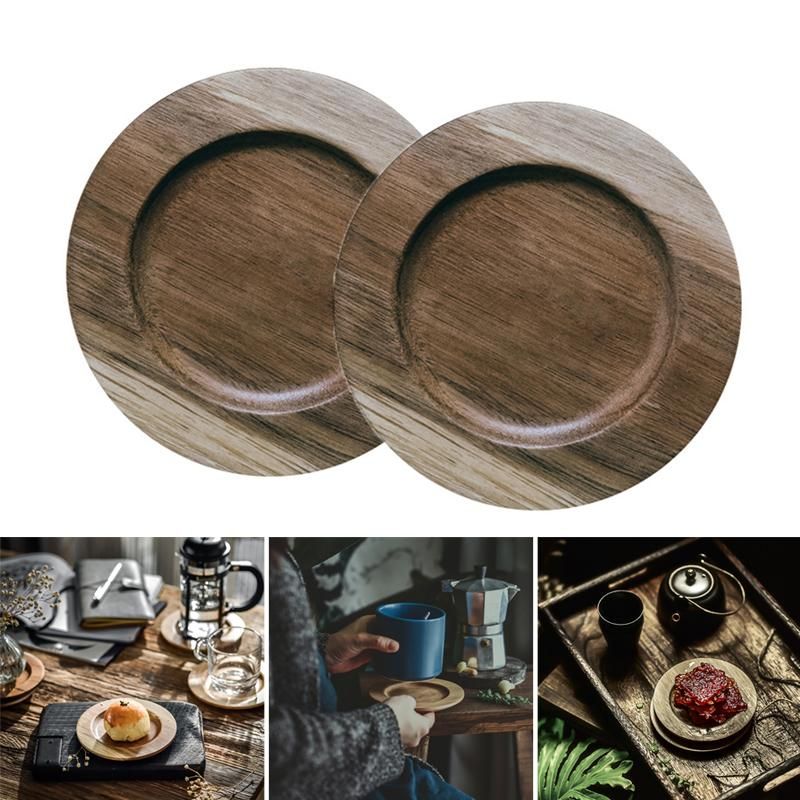 Round Coaster Wood Drink Heat Insulated Tumbler Wooden Mat