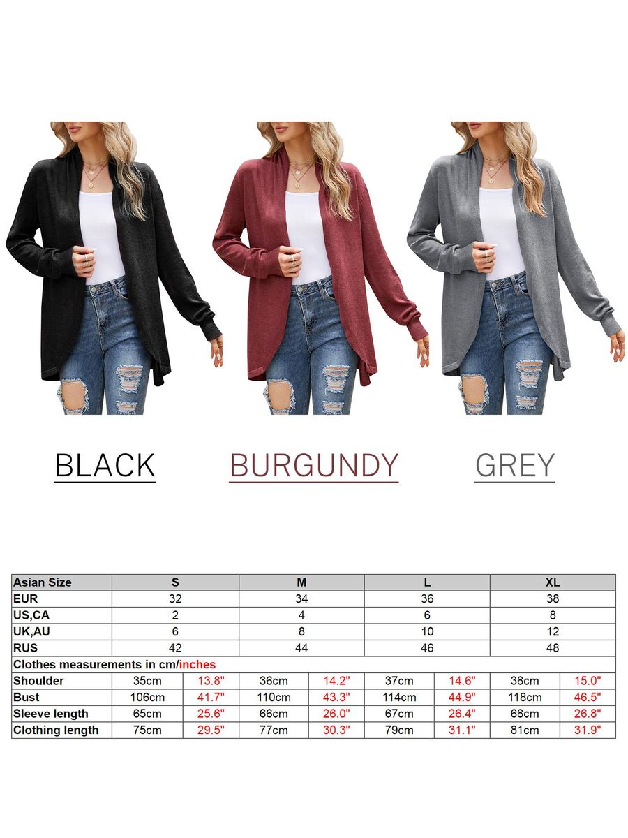 Women Cardigan Open Front Drape Long Sleeve Loose Casual Coats