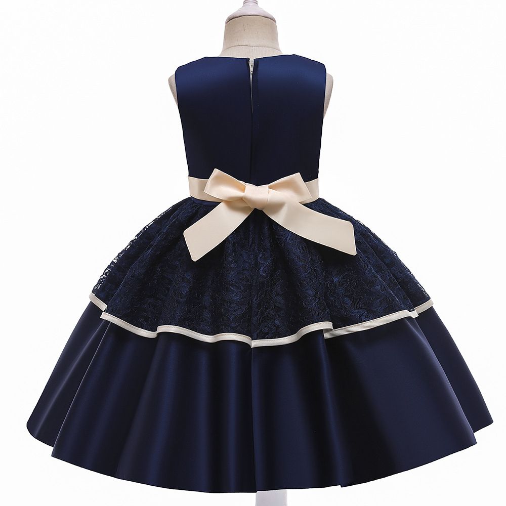 GIRL SEQUIN LEAF BALL GOWN - NAVY BLUE - G85