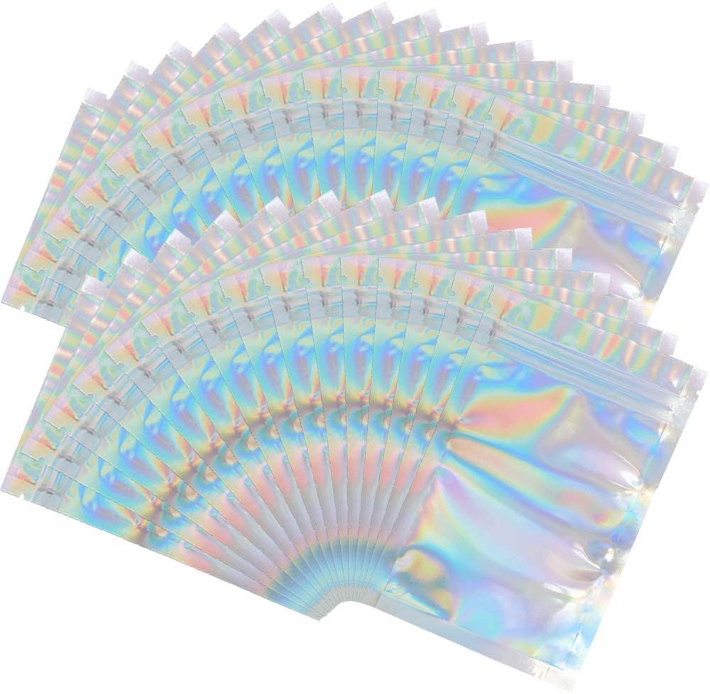 10 Pieces Holographic Resealable Bags 4 X 6" Foil Pouch