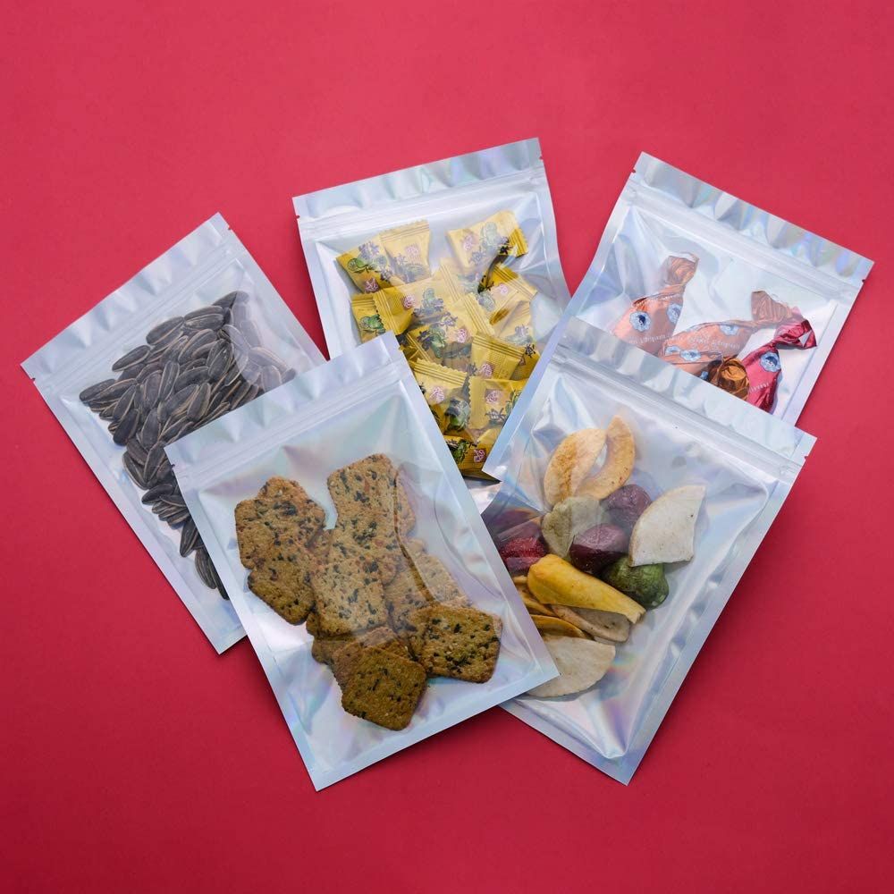 10 Pieces Holographic Resealable Bags 4 X 6" Foil Pouch