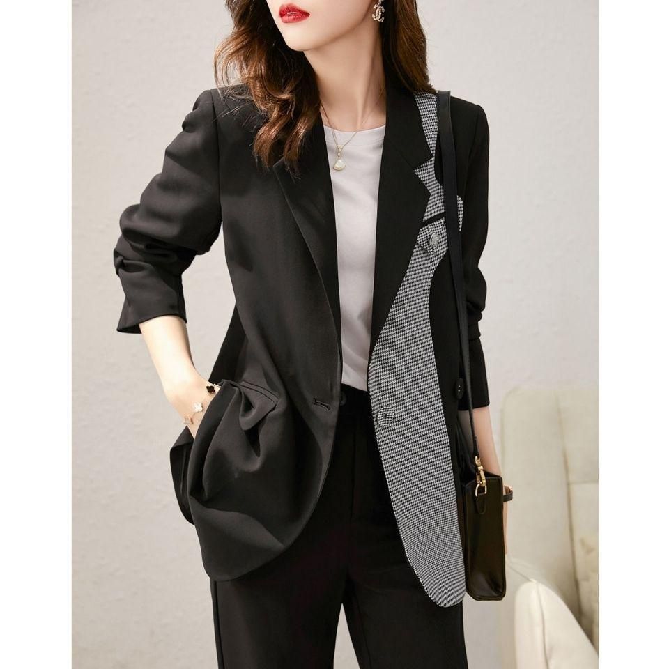 Plump Girls Small Suit Female 2022 Spring New Fashion Commuter Temperament Leisure Contrast Color Coat Stitching Suit