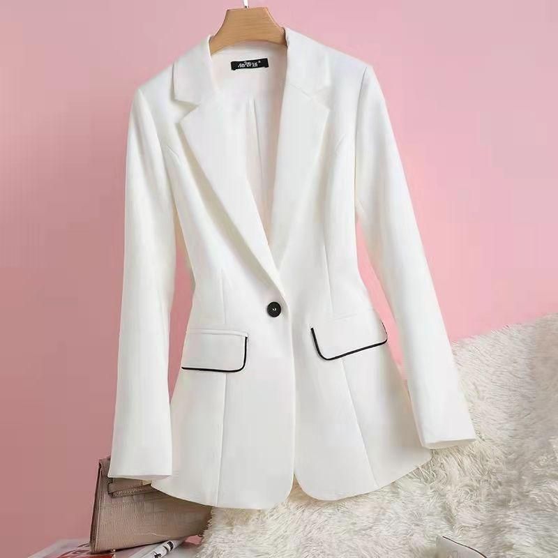 White Suit Women's Jacket Spring and Autumn New Small Business Suit Figure Flattering Graceful Tops High-Grade Non-Ironing Suit Waist-Tight