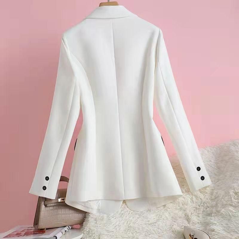 White Suit Women's Jacket Spring and Autumn New Small Business Suit Figure Flattering Graceful Tops High-Grade Non-Ironing Suit Waist-Tight
