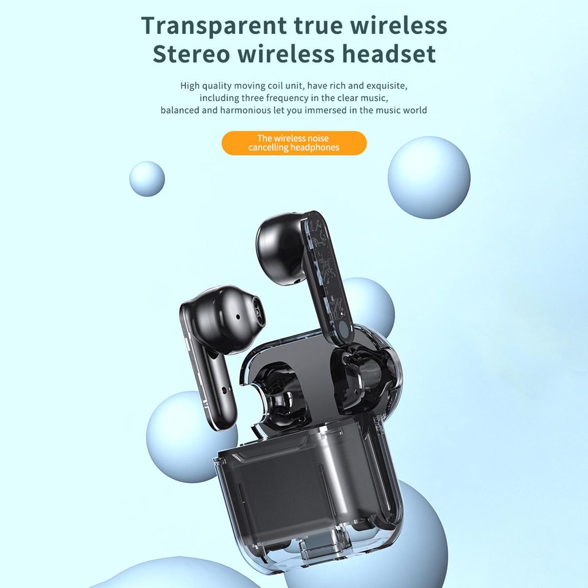 BT 5.3 Wireless BT Clear Cover Headphones In-Ear Headset