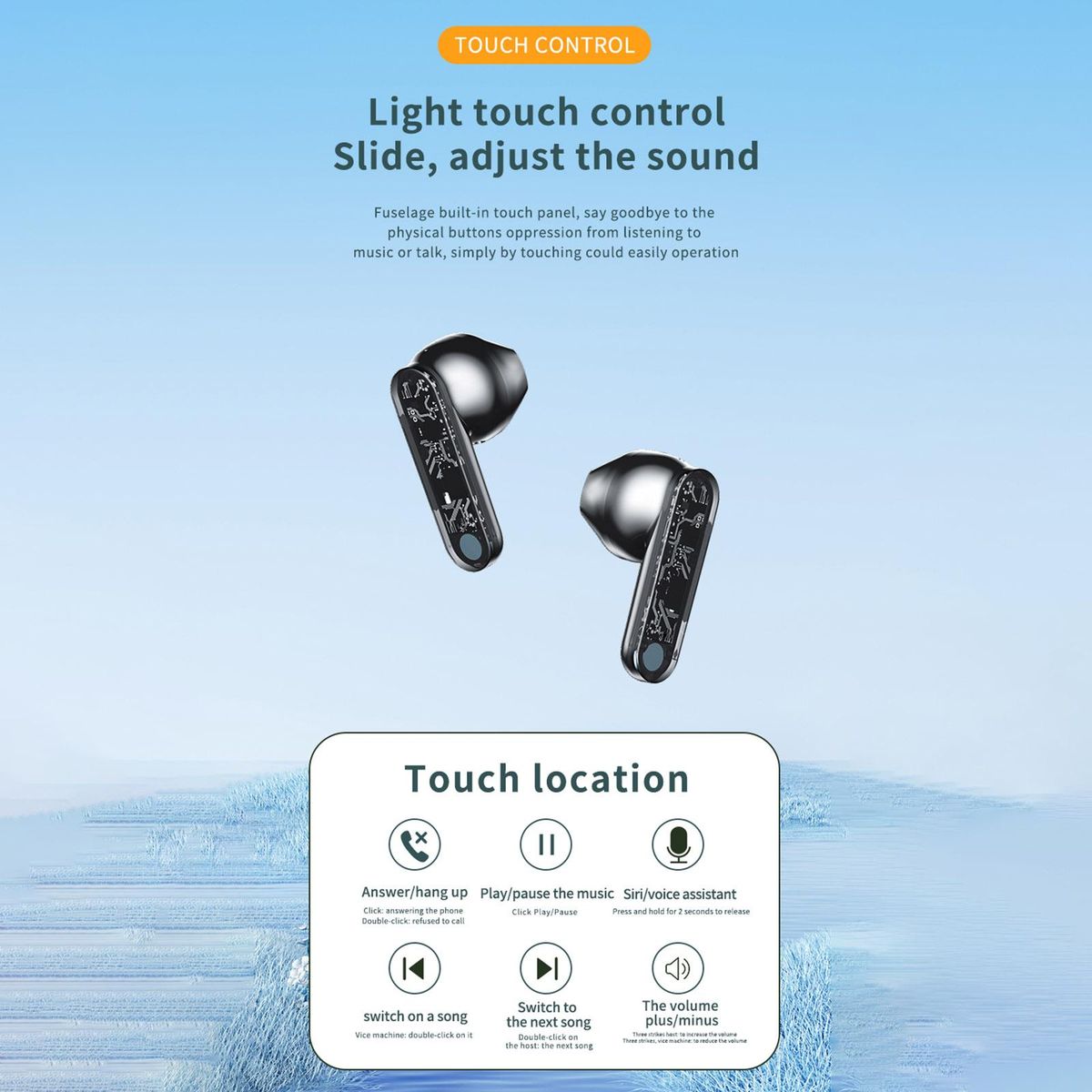 BT 5.3 Wireless BT Clear Cover Headphones In-Ear Headset