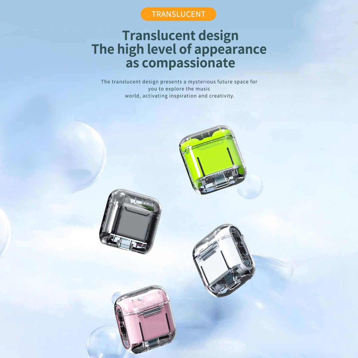 BT 5.3 Wireless BT Clear Cover Headphones In-Ear Headset