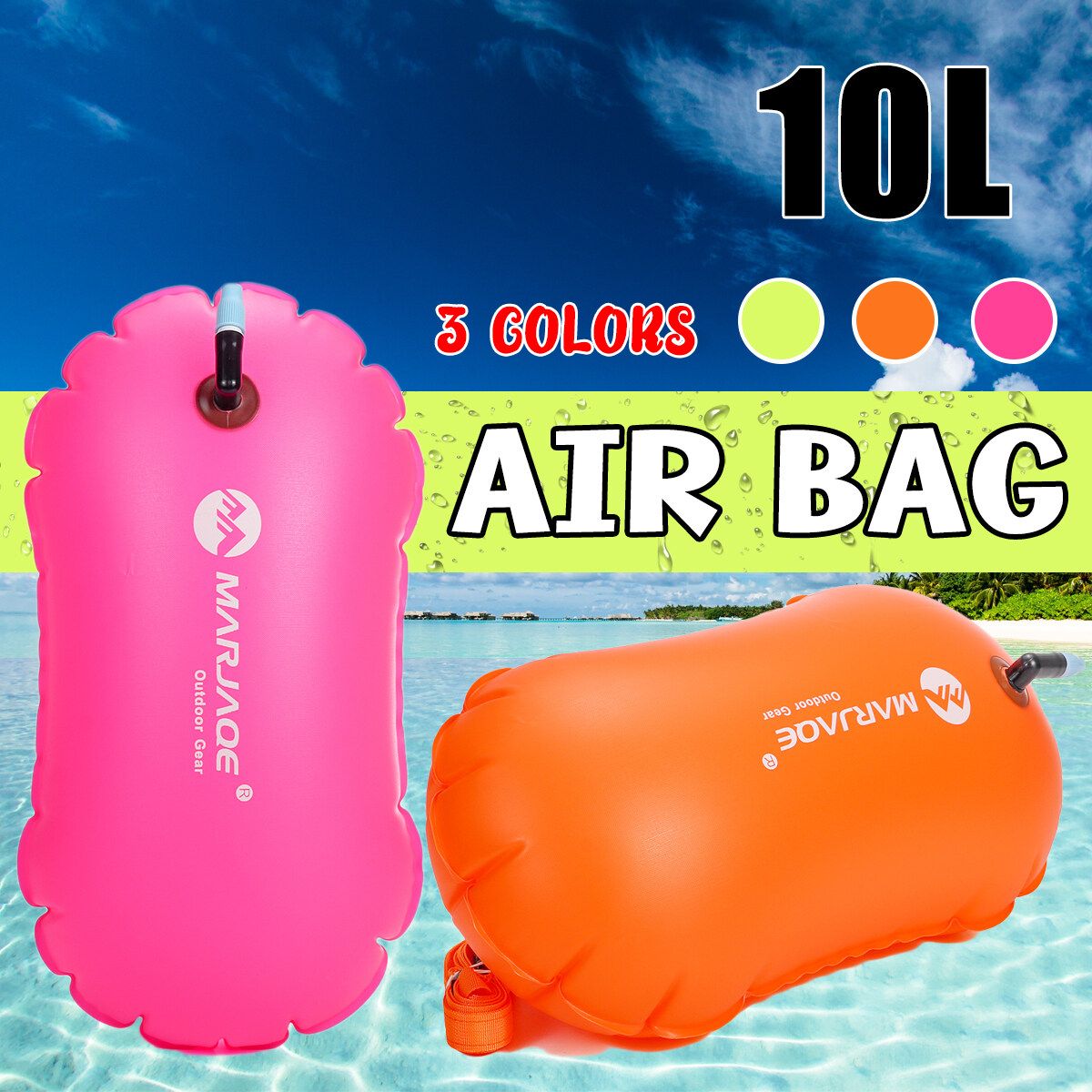 10L Swimming Bags Airbag Thickened Swimming Package Float Airs Dry Bag Tow Inflatable Safety Float Ball Bag Yellow