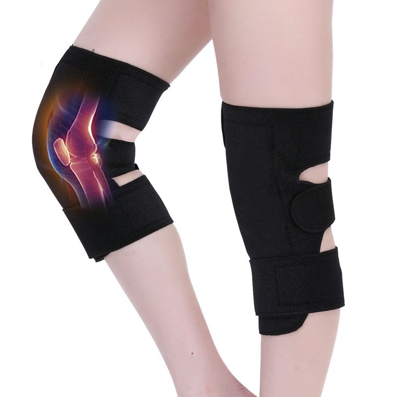 Tourmaline Magnetic Therapy Knee Pads Self Heating Kneepad Pain Relief Arthritis Knee Patella Massage Sleeves(#1 Pcs Black)