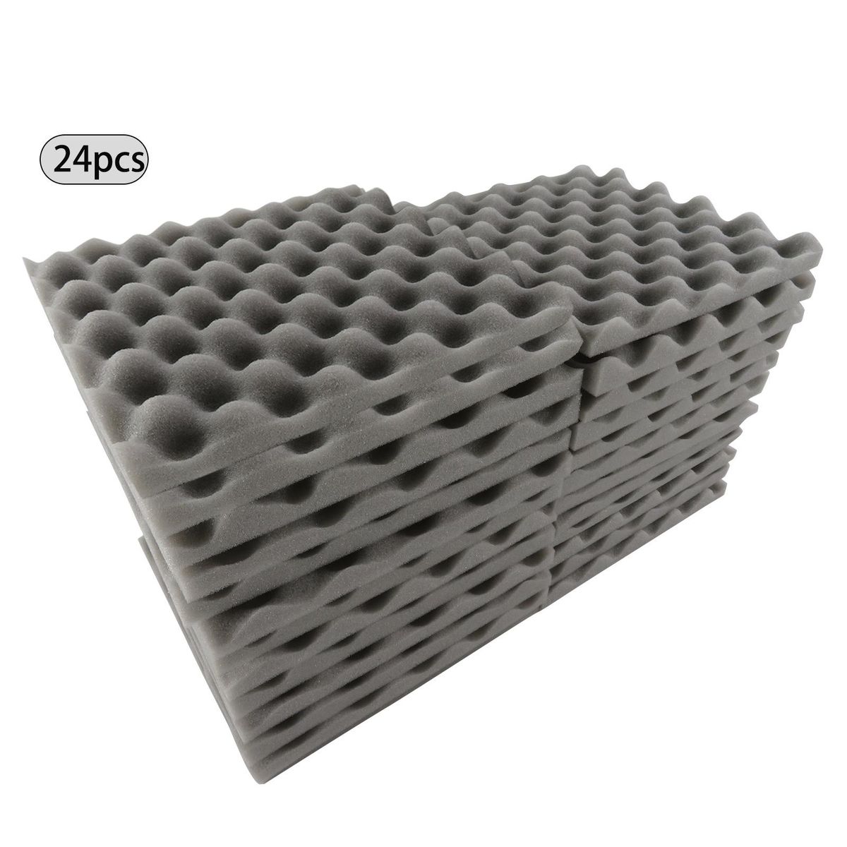 24PCS 30 * 30 * 3cm Acoustic Foam Panels Egg Foam Pad Sound Isolation Foam for Home Studio Theater KTV