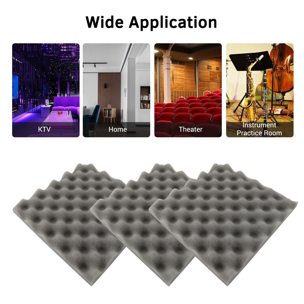 24PCS 30 * 30 * 3cm Acoustic Foam Panels Egg Foam Pad Sound Isolation Foam for Home Studio Theater KTV