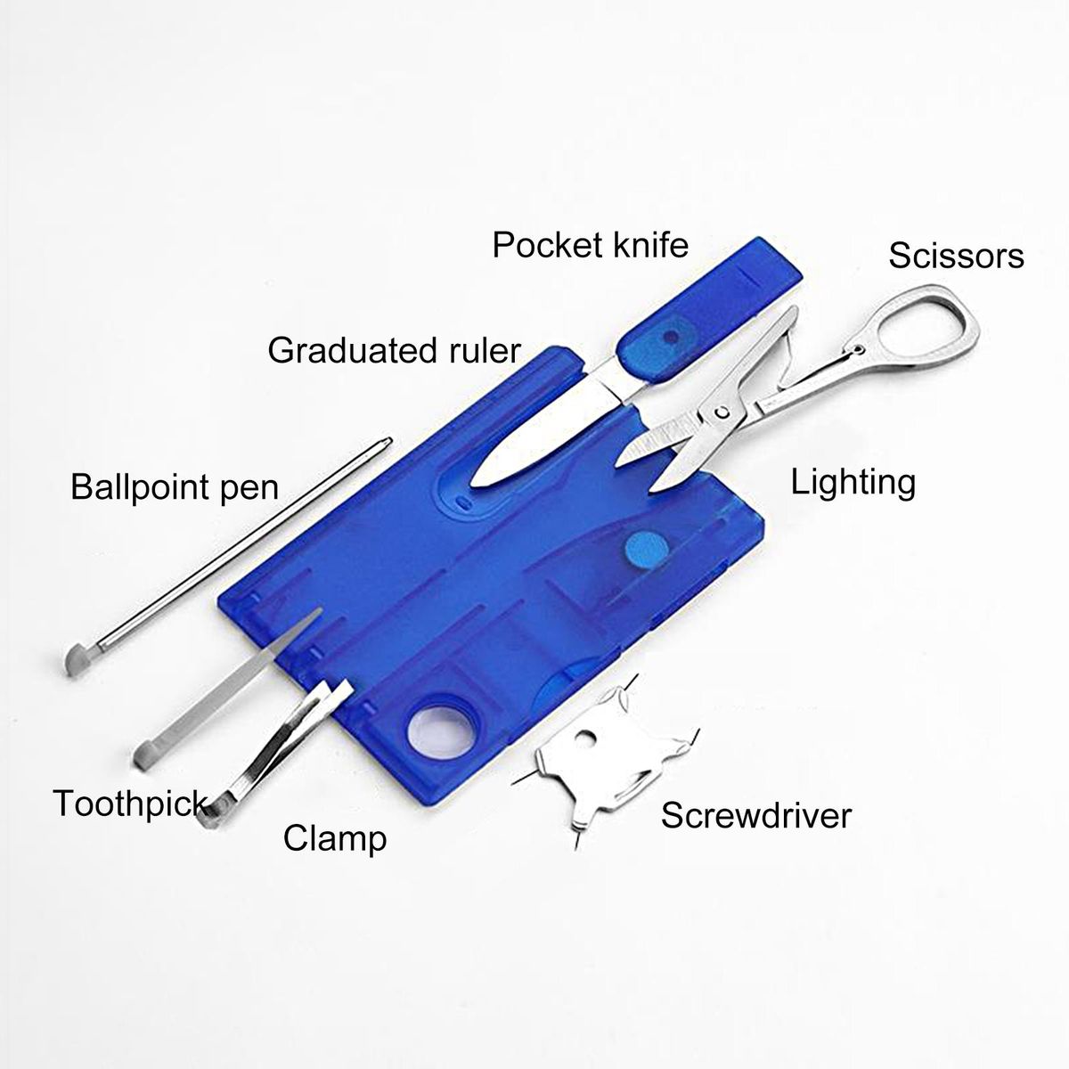 8Pcs Tool Credit Card Pocket Tools Blue