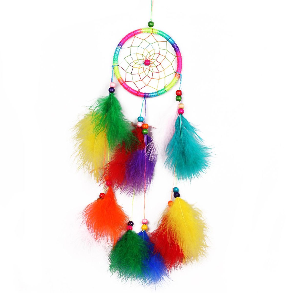 Dream Catcher Feather Decor Pendant Hanging Gift Exquisite Home Decor Ornament for Bedroom-Multicolor