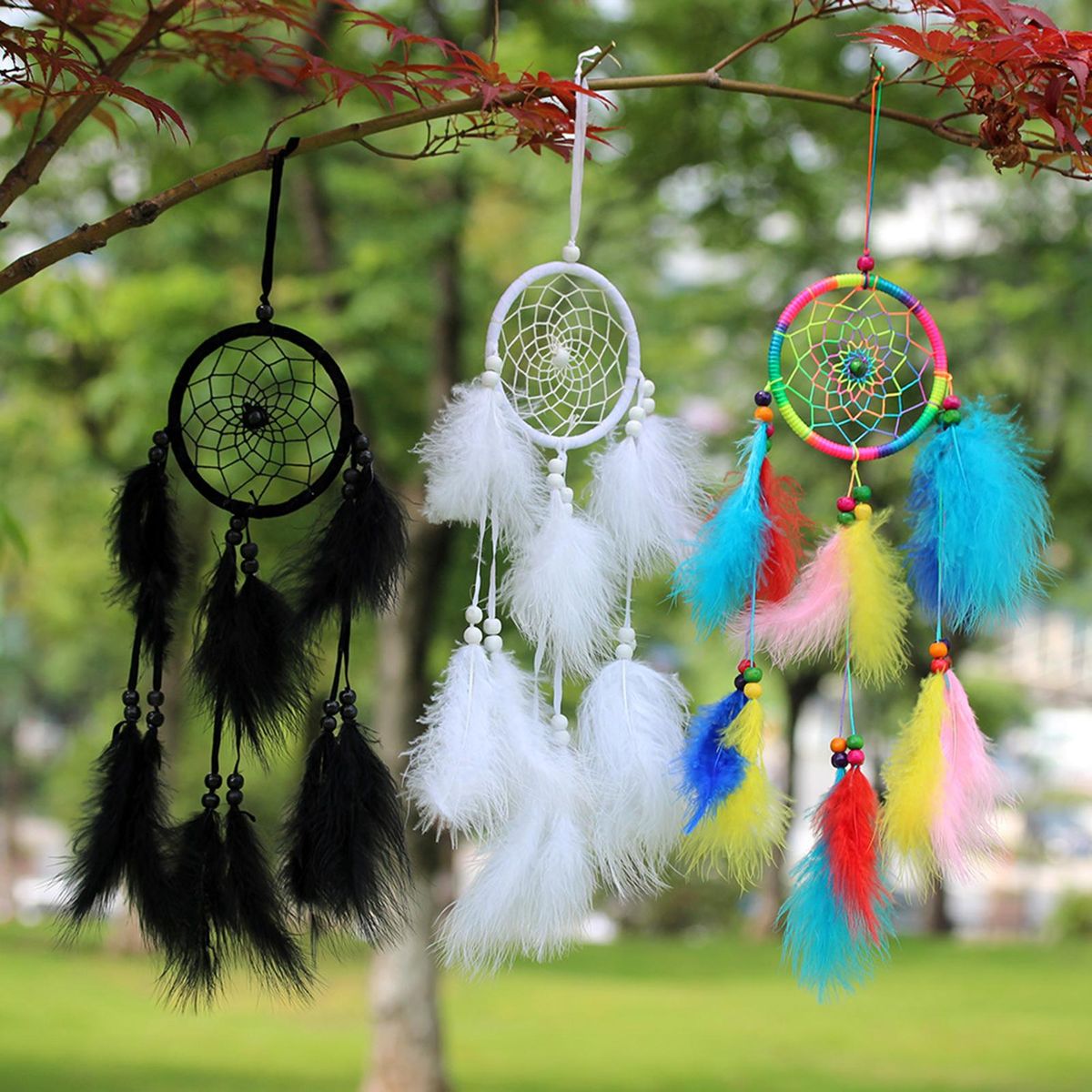Dream Catcher Feather Decor Pendant Hanging Gift Exquisite Home Decor Ornament for Bedroom-Multicolor
