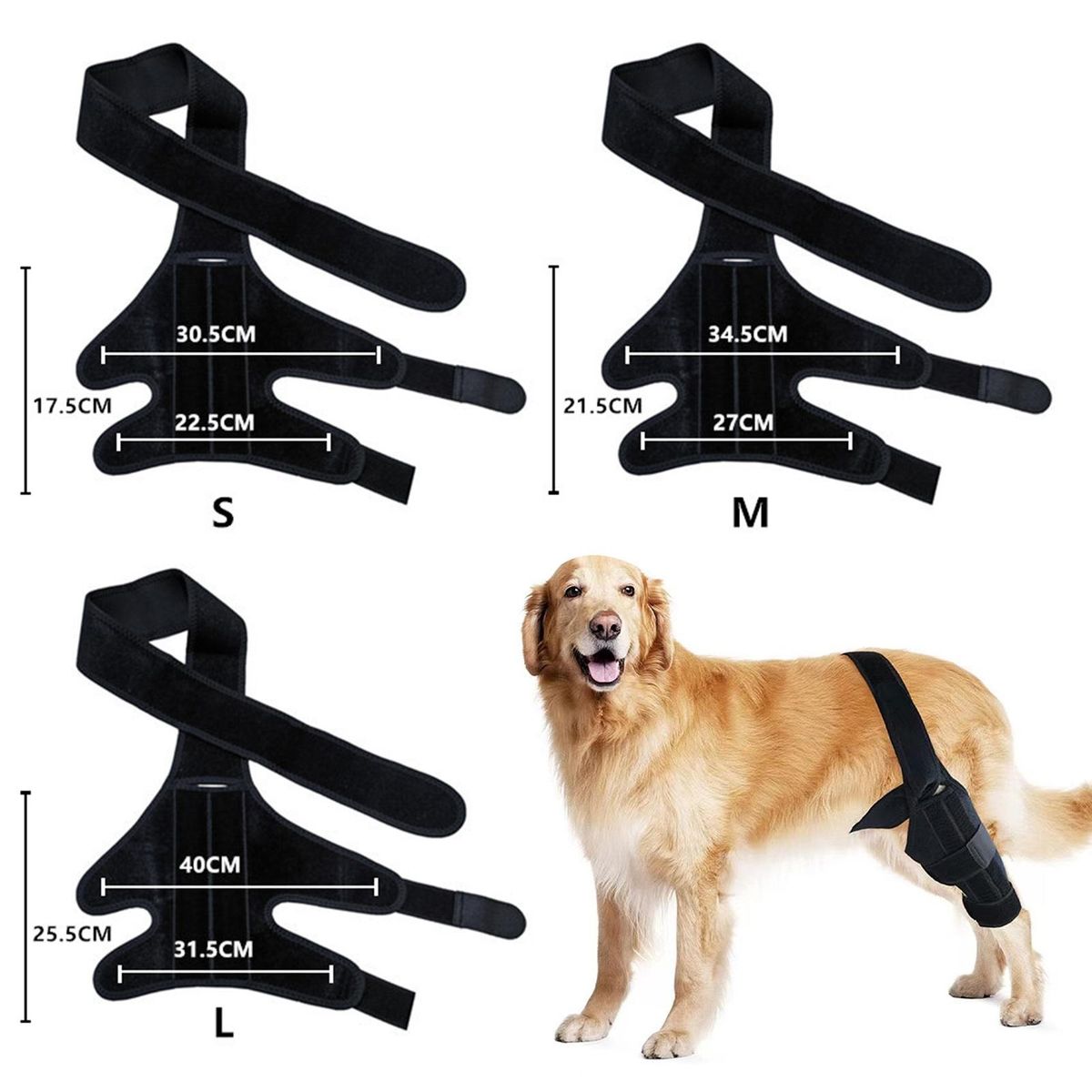Dog Leg Bandage Adjustable Pet Dog Rear Leg Black