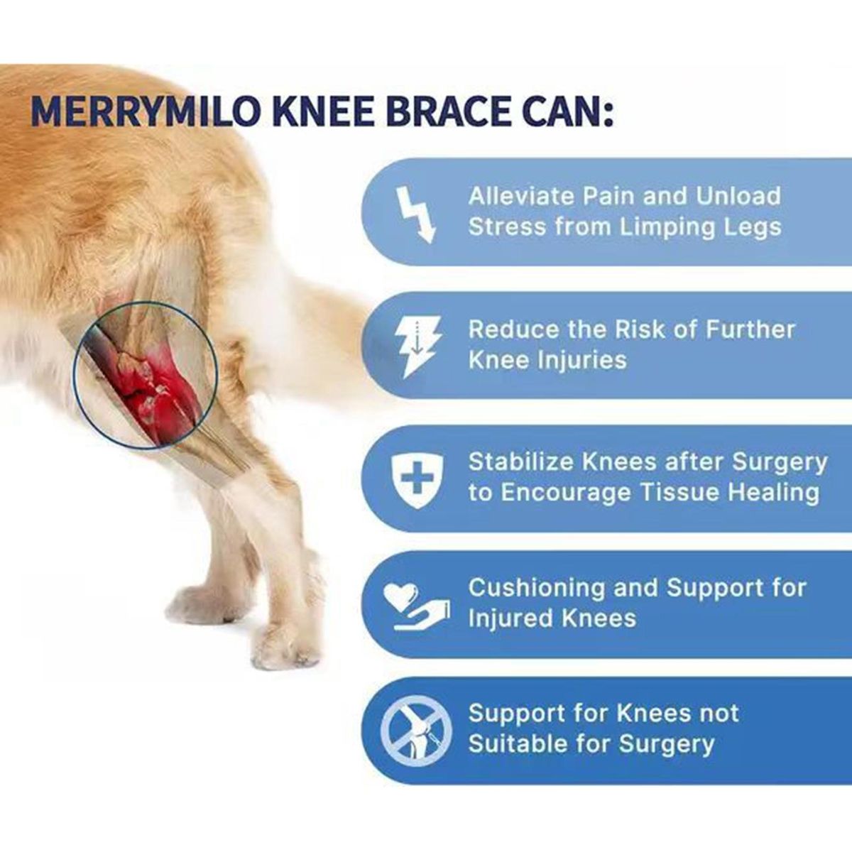 Dog Leg Bandage Adjustable Pet Dog Rear Leg Black